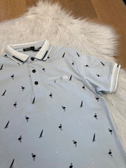 BLVCK Exclusive Herenpolo Lichtblauw met Maritieme Print