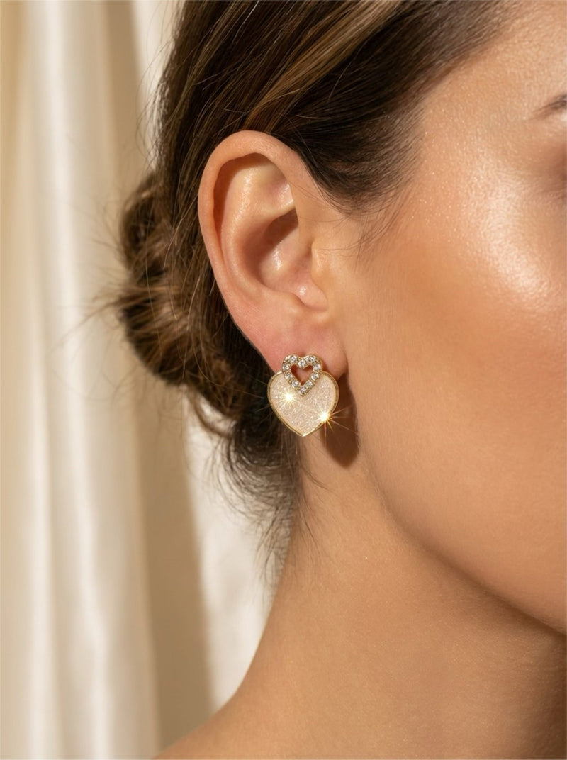 Boucles d'oreilles éternel amour – Double cœur or