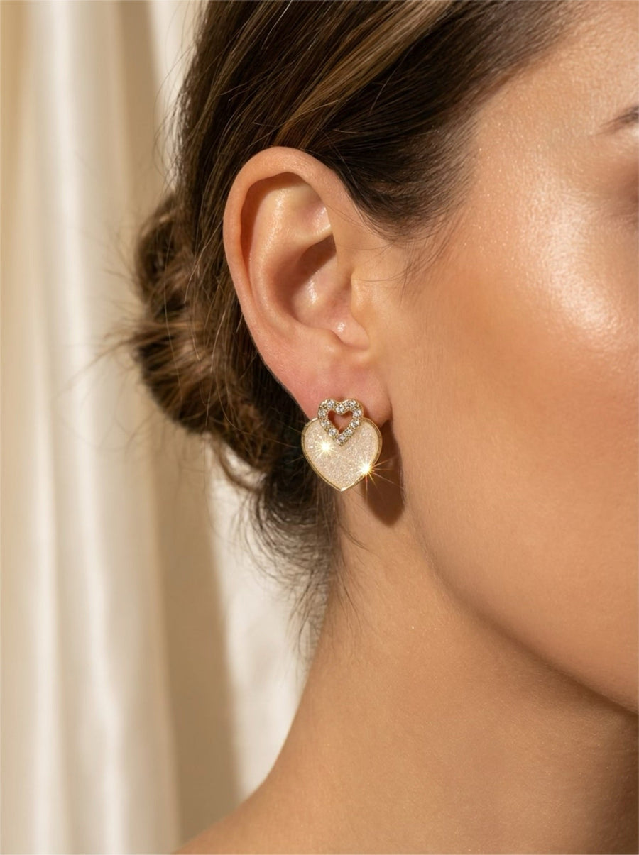 Eternal Love Oorstuds – Dubbel Hart Goud