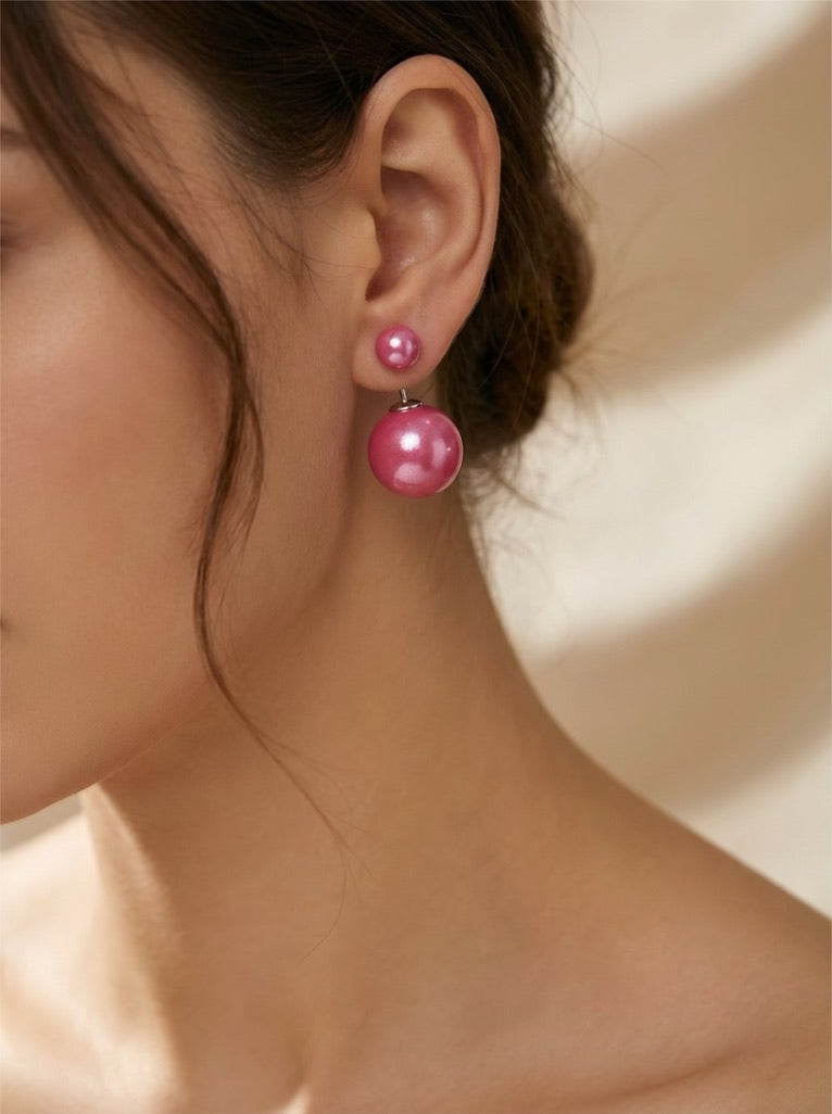 Pink Pearl Duo Oorbellen