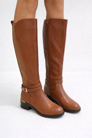 JM Diamond Annesophie Dameslaarzen Camel – Hoge Laarzen met Stretch