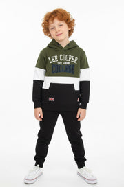 Lee Cooper Khaki Jongens Hoodie College met Colorblock