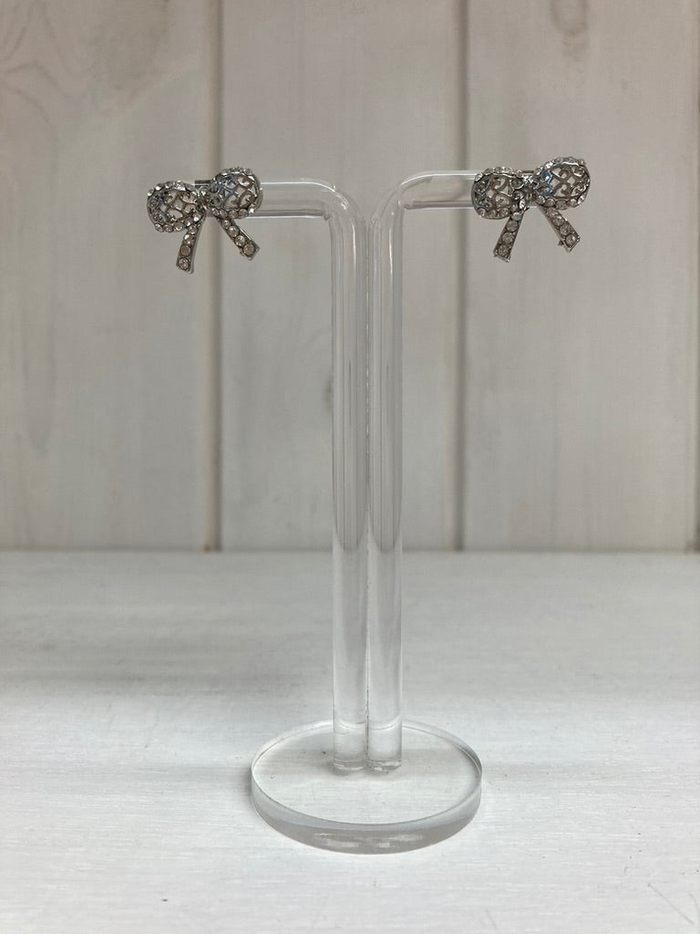 Crystal Bow Oorstekers – Zilveren Strik met Zirkonia