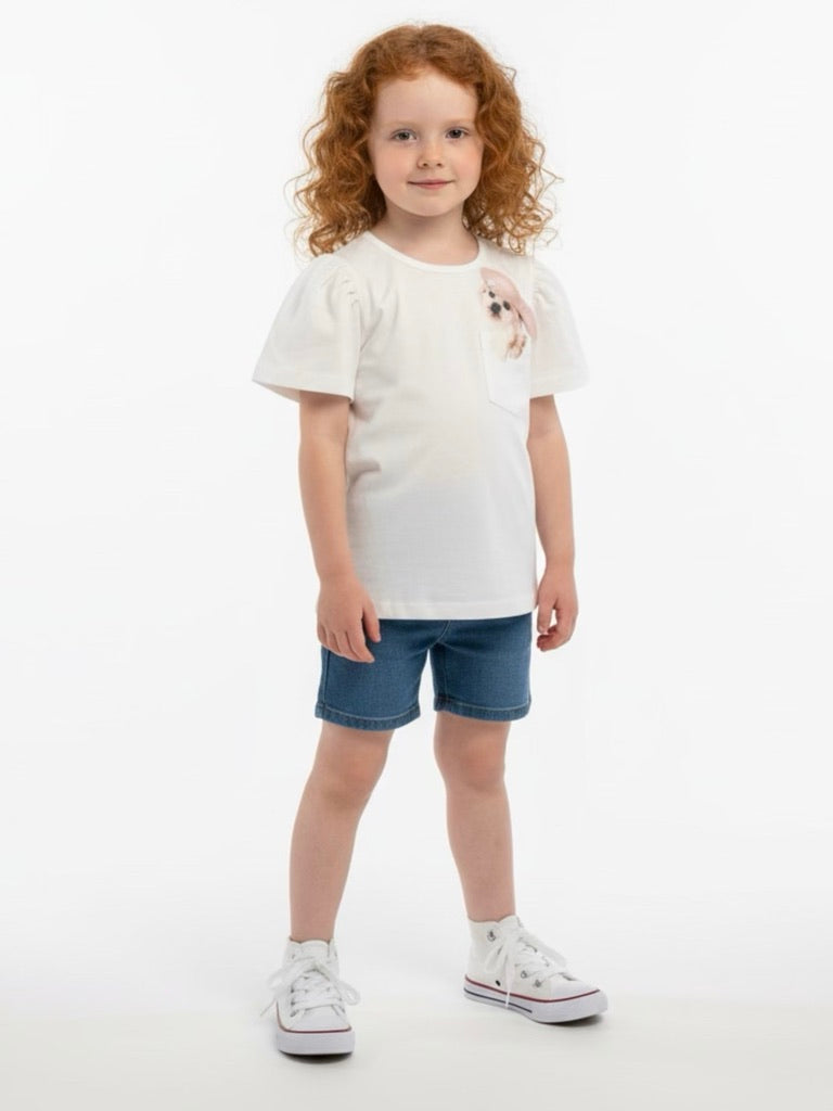 T-shirt puppy roze strik