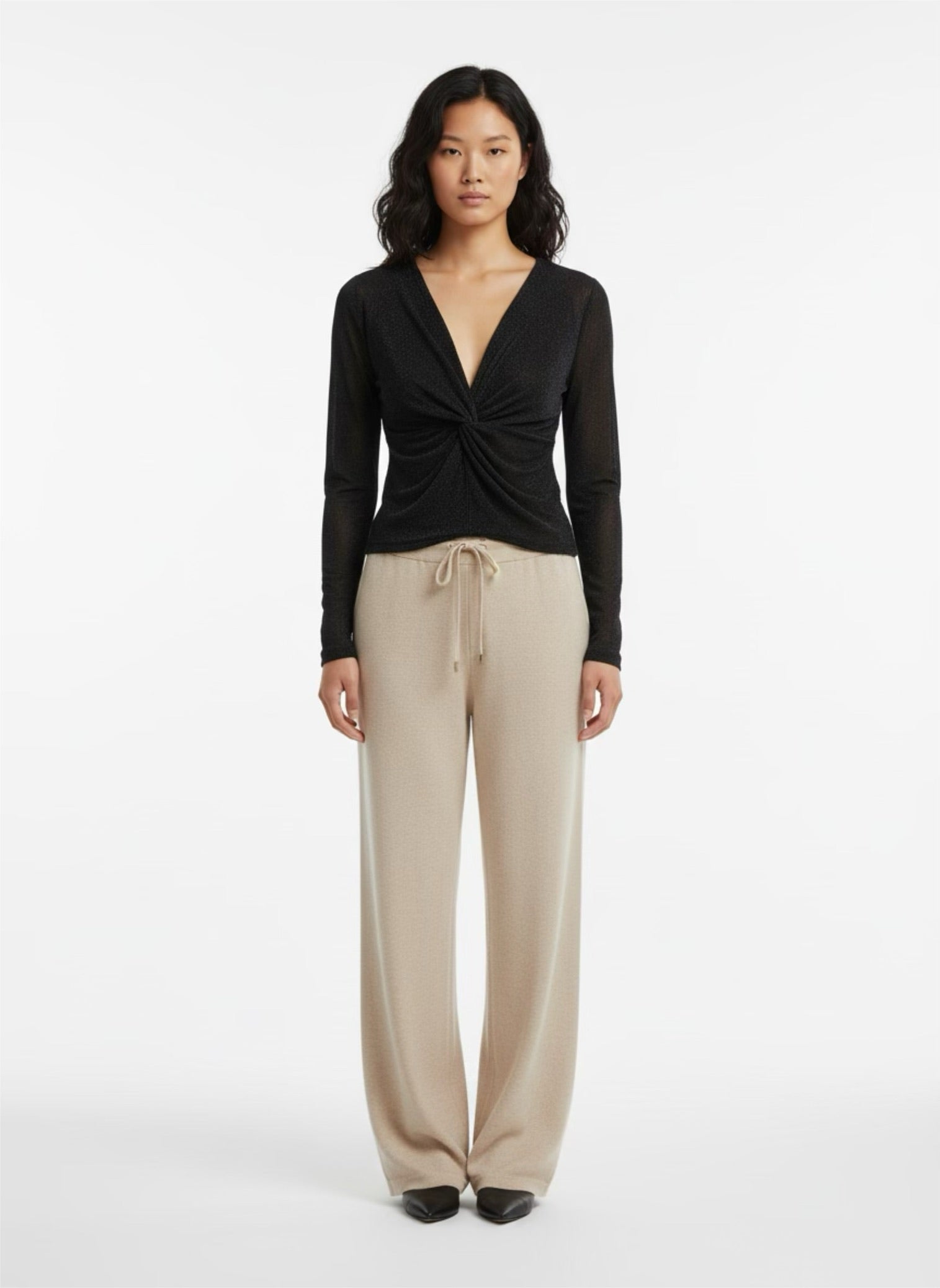 Glittery top with black leopard prints long sleeve, v-neck