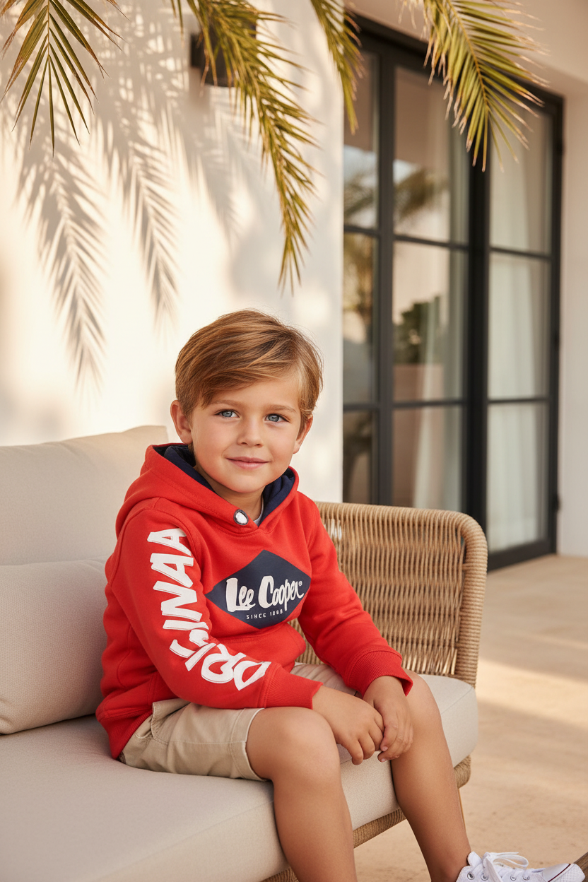 Lee Cooper Rode Jongens Hoodie met Logo