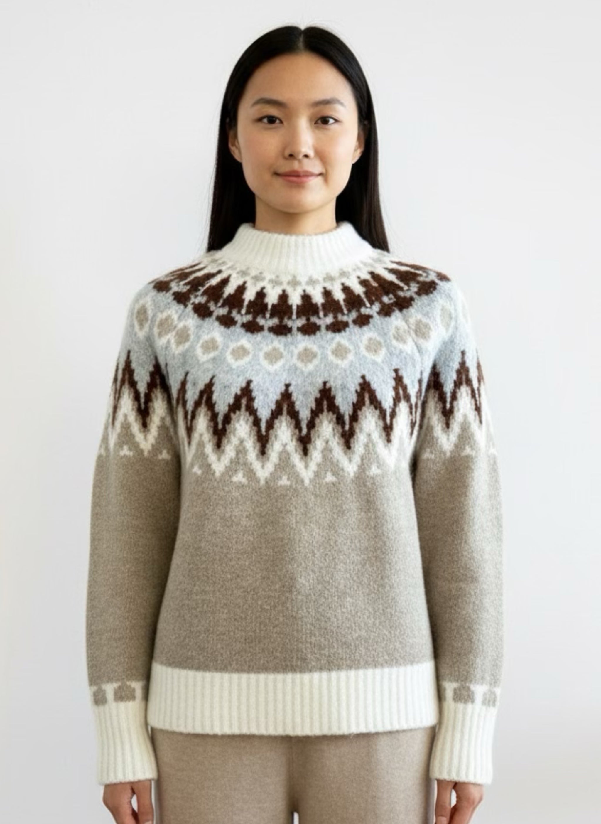 Large knit wool taupe