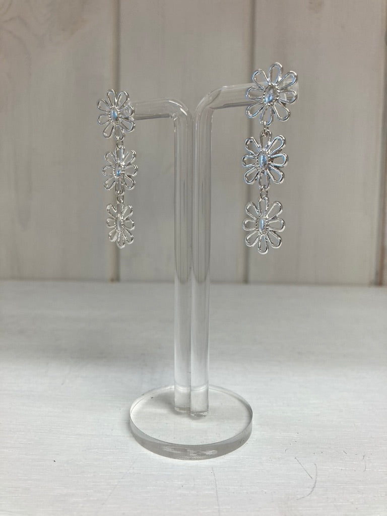 Silver Daisy Cascade Oorbellen