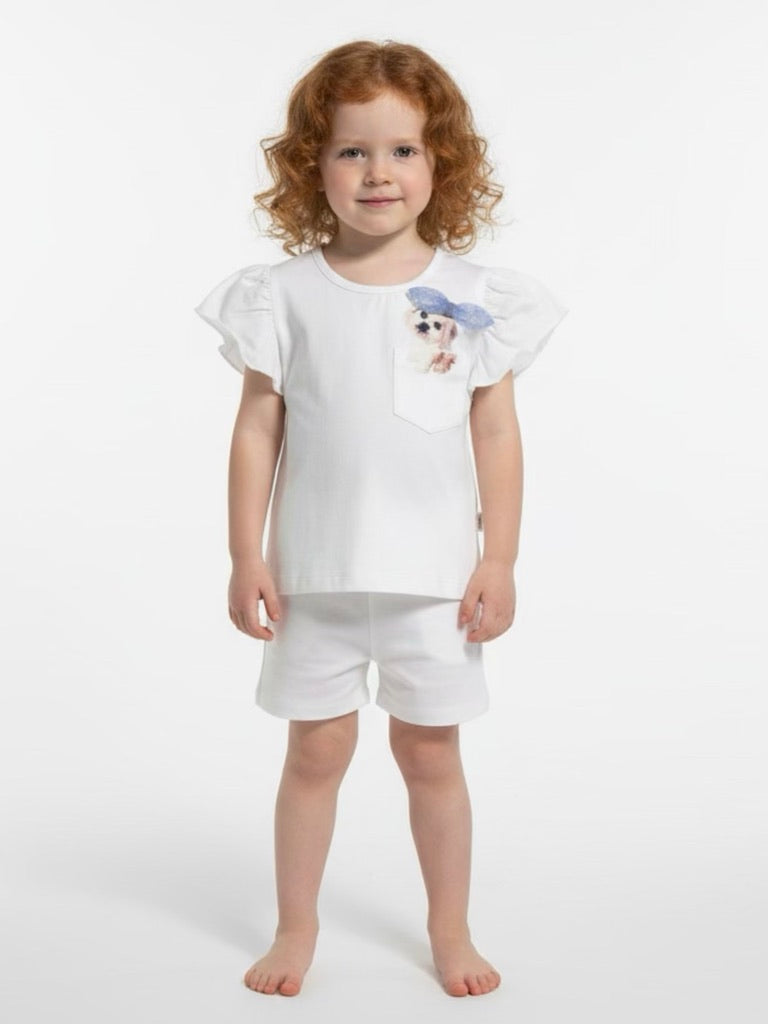 T-shirt puppy blauw strik