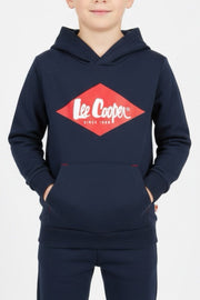 Lee Cooper Navy Jongens Hoodie met Rood Logo