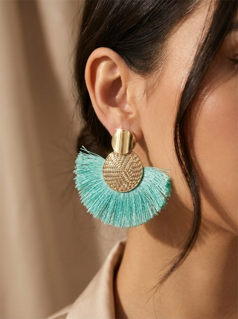 Laguna Breeze Tassel Oorbellen – Mintgroen & Goud