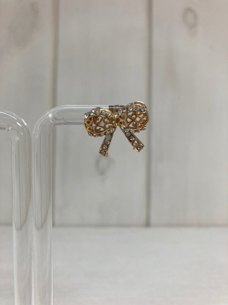 Rosé Crystal Bow Oorstekers – Gouden Strik met Zirkonia