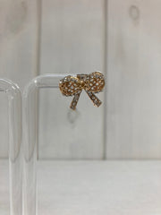 Rosé Crystal Bow Oorstekers – Gouden Strik met Zirkonia