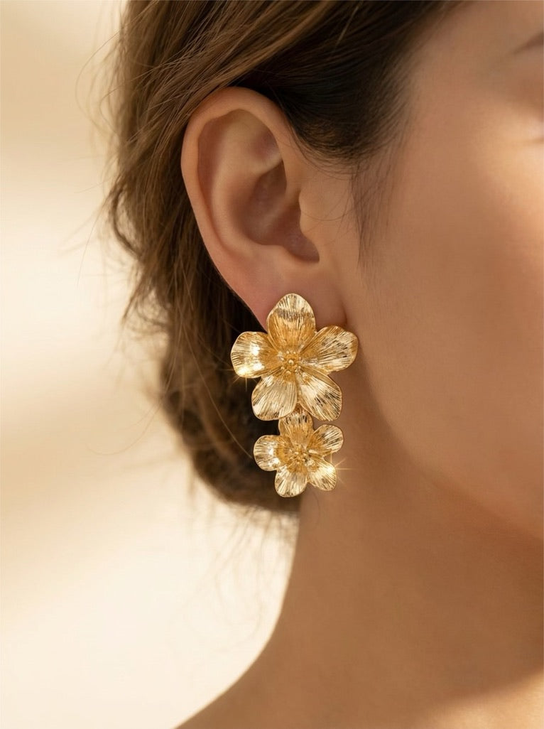 Golden Duo Bloom Oorbellen