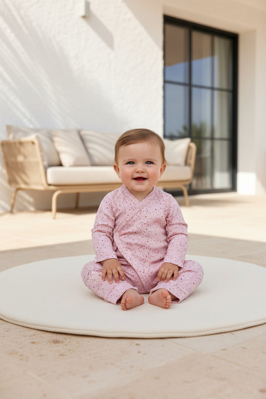 Wooly Baby Pyjama Roze met Stippen – 100% Katoen