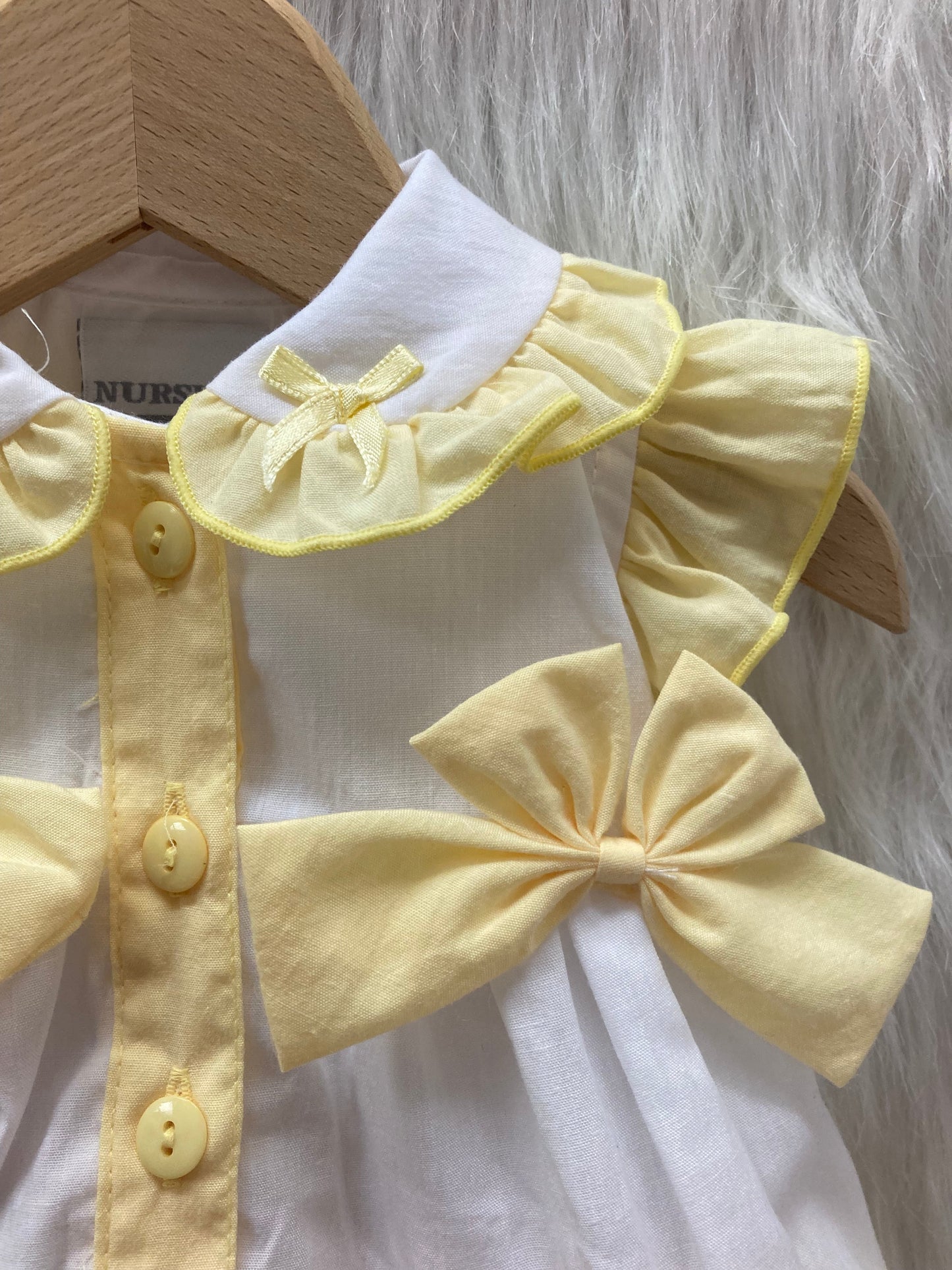 Rock a Bye Baby Meisjesjurk Wit/Geel met Strikjes