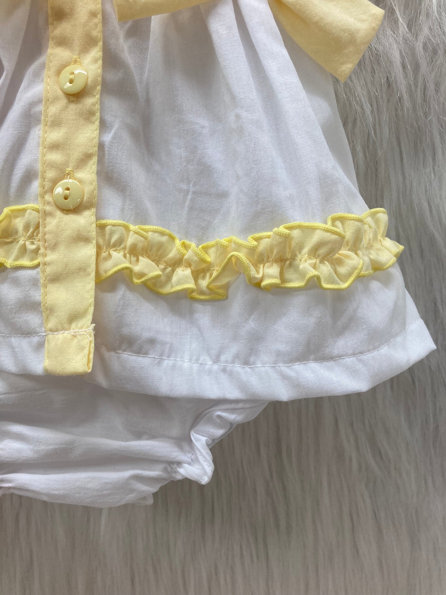 Rock a Bye Baby Meisjesjurk Wit/Geel met Strikjes