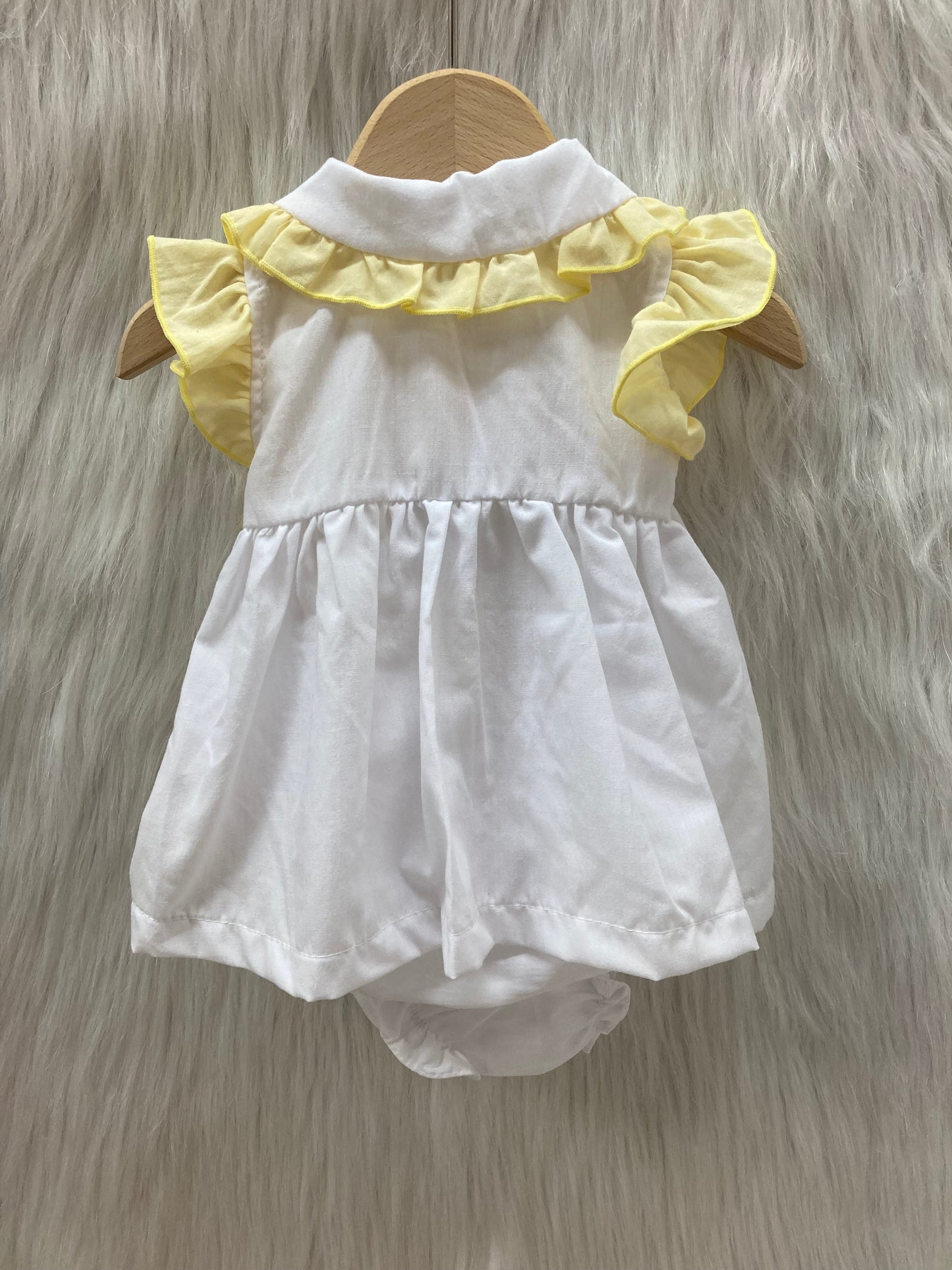 Rock a Bye Baby Meisjesjurk Wit/Geel met Strikjes