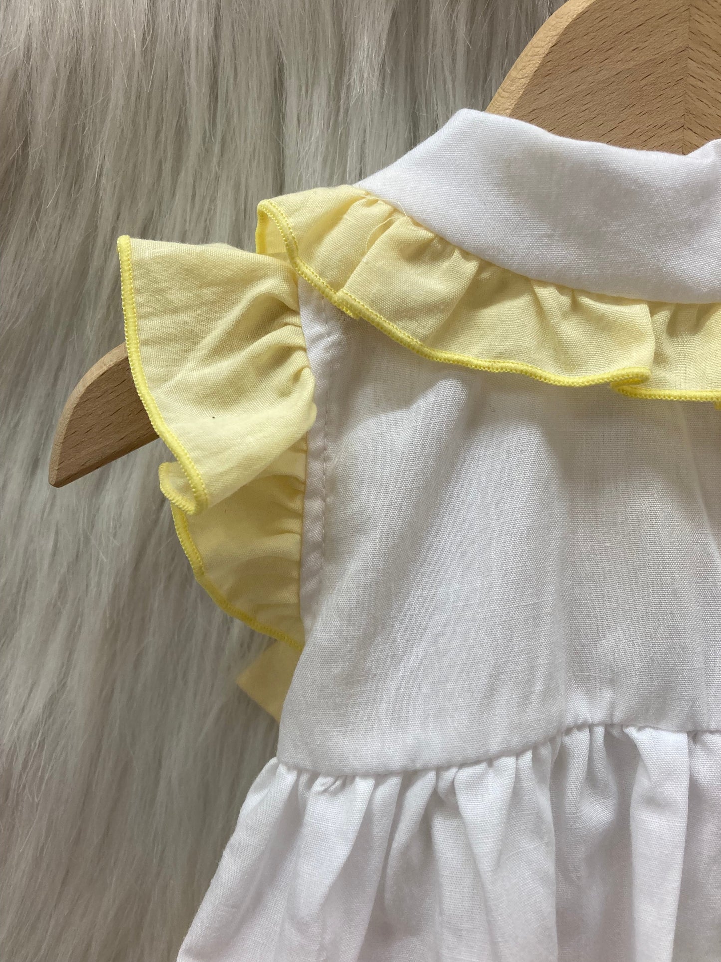 Rock a Bye Baby Meisjesjurk Wit/Geel met Strikjes