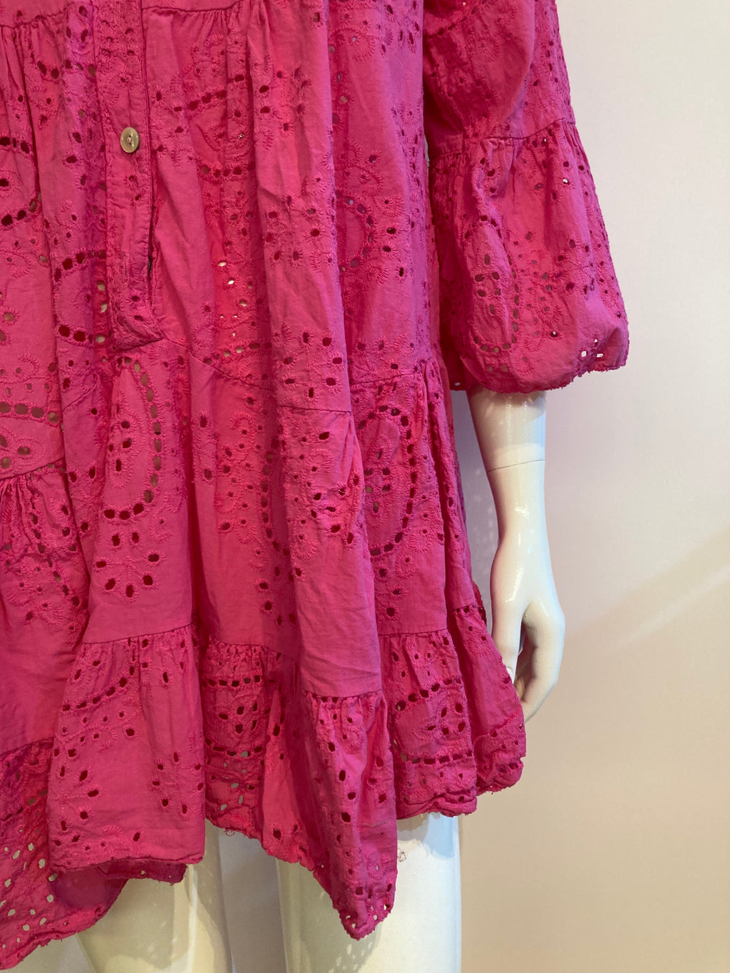 Embroidered Dress fuchia