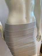 Shiny silver striped mini skirt