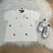 Free Star Witte Jongenspolo met Geborduurde Paardjes