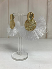 Santorini Breeze Tassel Oorbellen – Wit & Goud