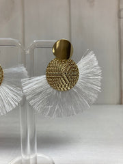 Santorini Breeze Tassel Oorbellen – Wit & Goud
