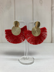 Ruby Breeze Tassel Oorbellen – Rood & Goud