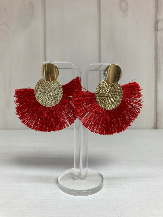 Boucles d'oreilles Ruby Breeze Tassel – Rouge & Or