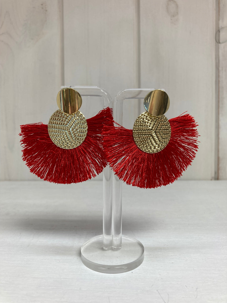 Ruby Breeze Tassel Oorbellen – Rood & Goud