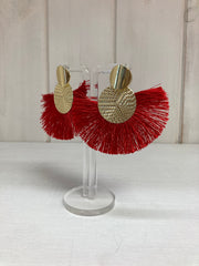 Ruby Breeze Tassel Oorbellen – Rood & Goud