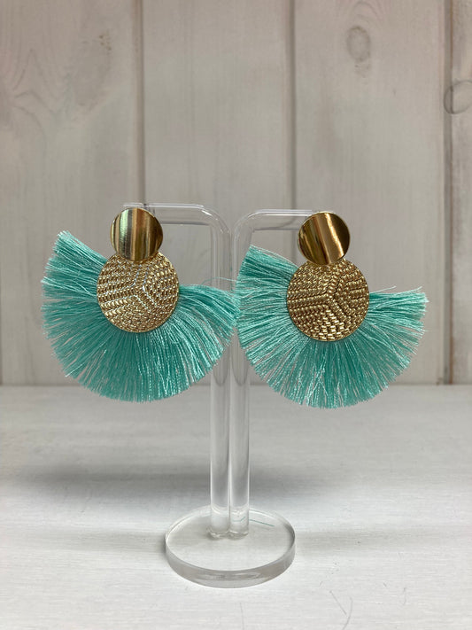 Boucles d'oreilles Laguna Breeze à pompons – Menthe et or