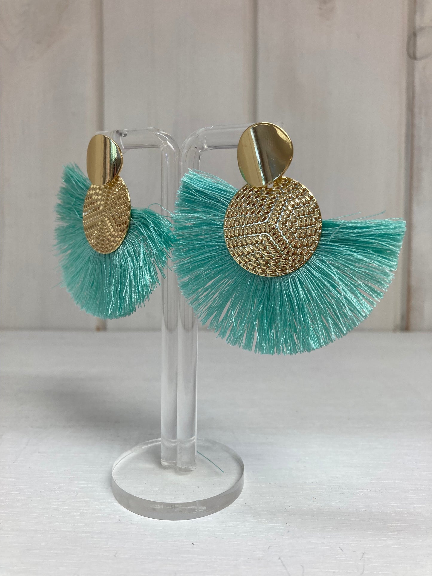 Laguna Breeze Tassel Oorbellen – Mintgroen & Goud