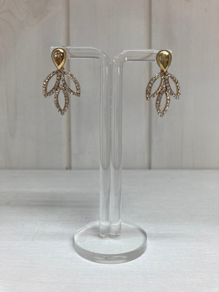 Aurélia Crystal Leaf Oorbellen – Goud & Zirkonia