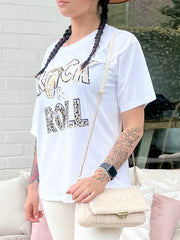 Wit Rock & Roll T-shirt met Panterprint