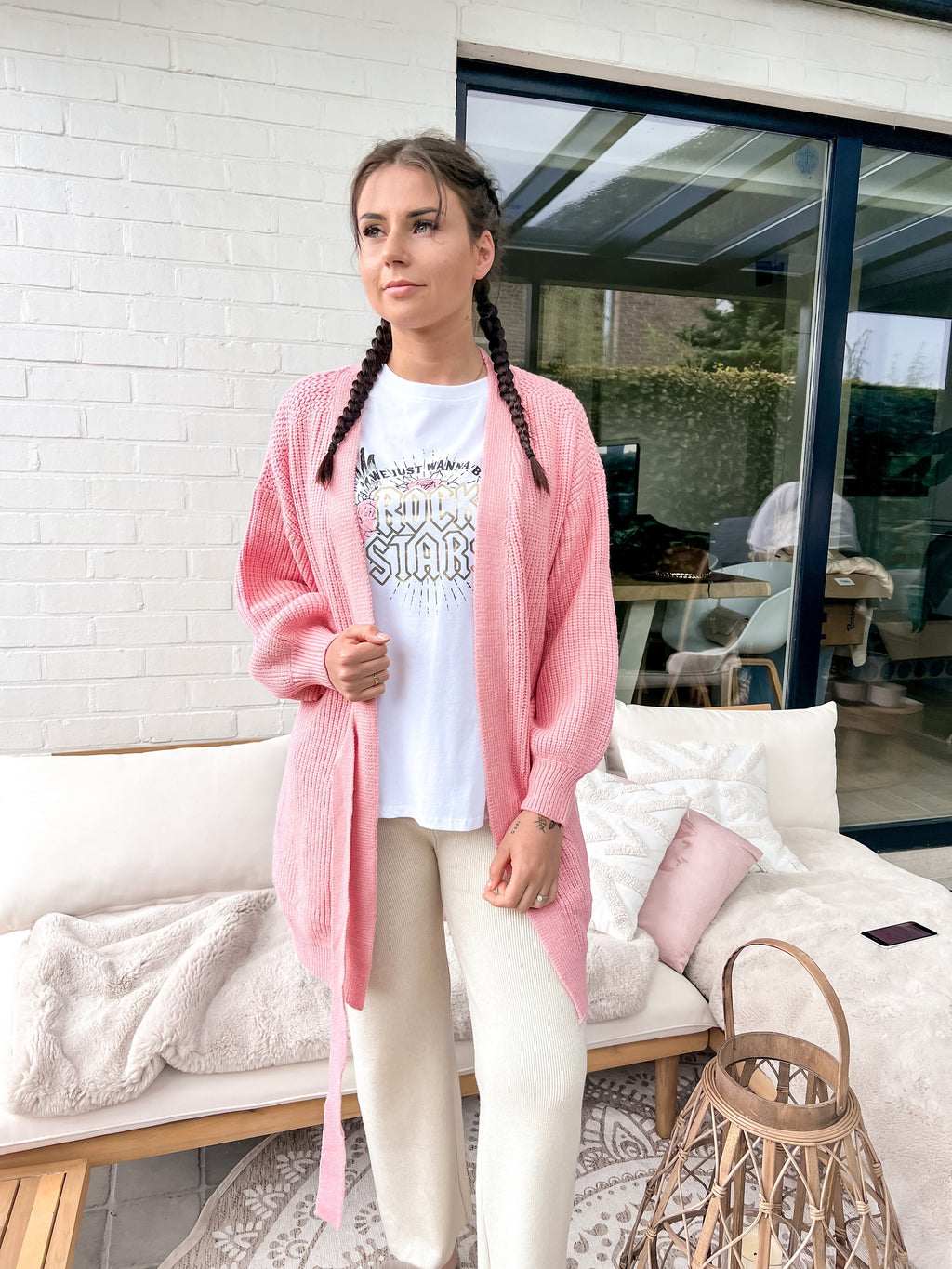 Cardigan Wrapped Long Pink One size