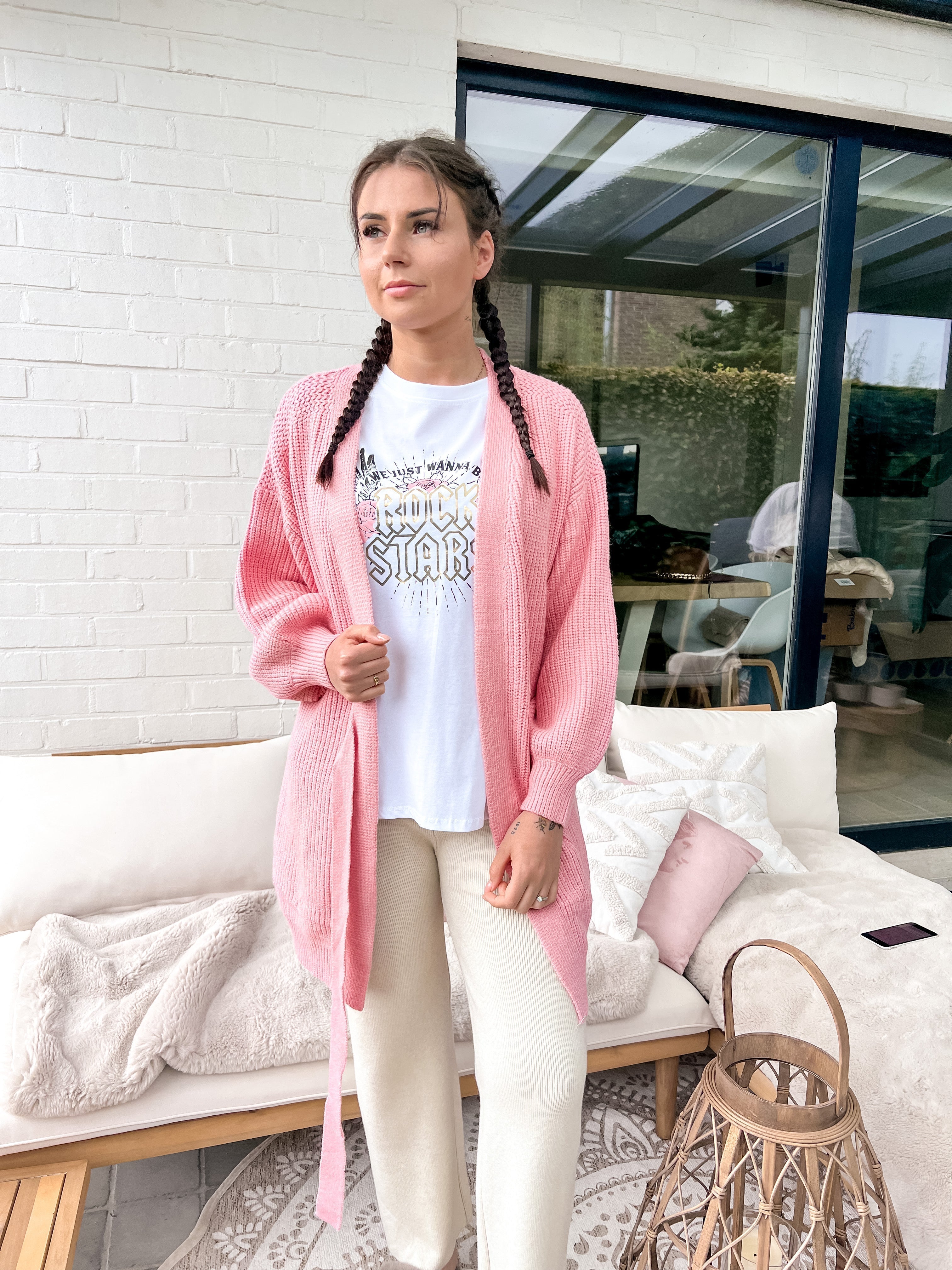 Cardigan Wrapped Long Pink One size