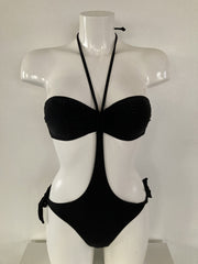 Inoo Zwarte Monokini met Strass en Cut-Out Dames Badpak
