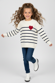 Meisjes Trui Gestreept met Hartje – Zachte Kindertrui – Outlet