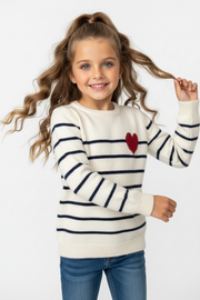 Meisjes Trui Gestreept met Hartje – Zachte Kindertrui – Outlet