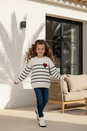Meisjes Trui Gestreept met Hartje – Zachte Kindertrui – Outlet