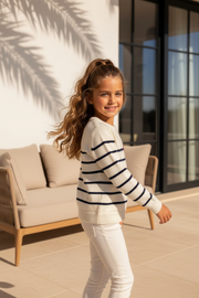Meisjes Trui Gestreept met Hartje – Zachte Kindertrui – Outlet