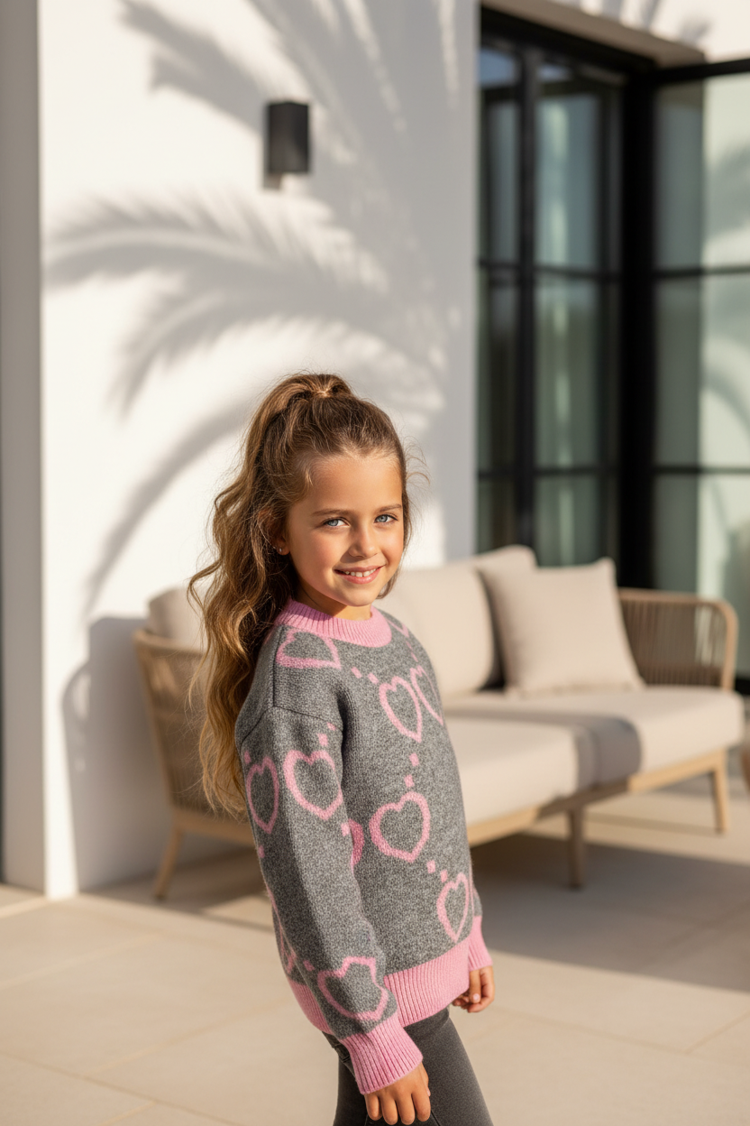 Meisjes Trui met Hartjes – Zachte Kindertrui