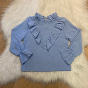 Mini Mignon Lichtblauwe Meisjesblouse met Ruches