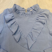 Mini Mignon Lichtblauwe Meisjesblouse met Ruches