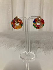 Carnival Glow Statement Oorbellen – Multicolor Resin & Goud