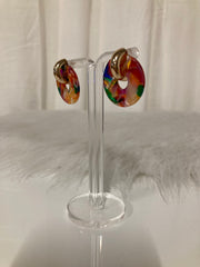 Carnival Glow Statement Oorbellen – Multicolor Resin & Goud