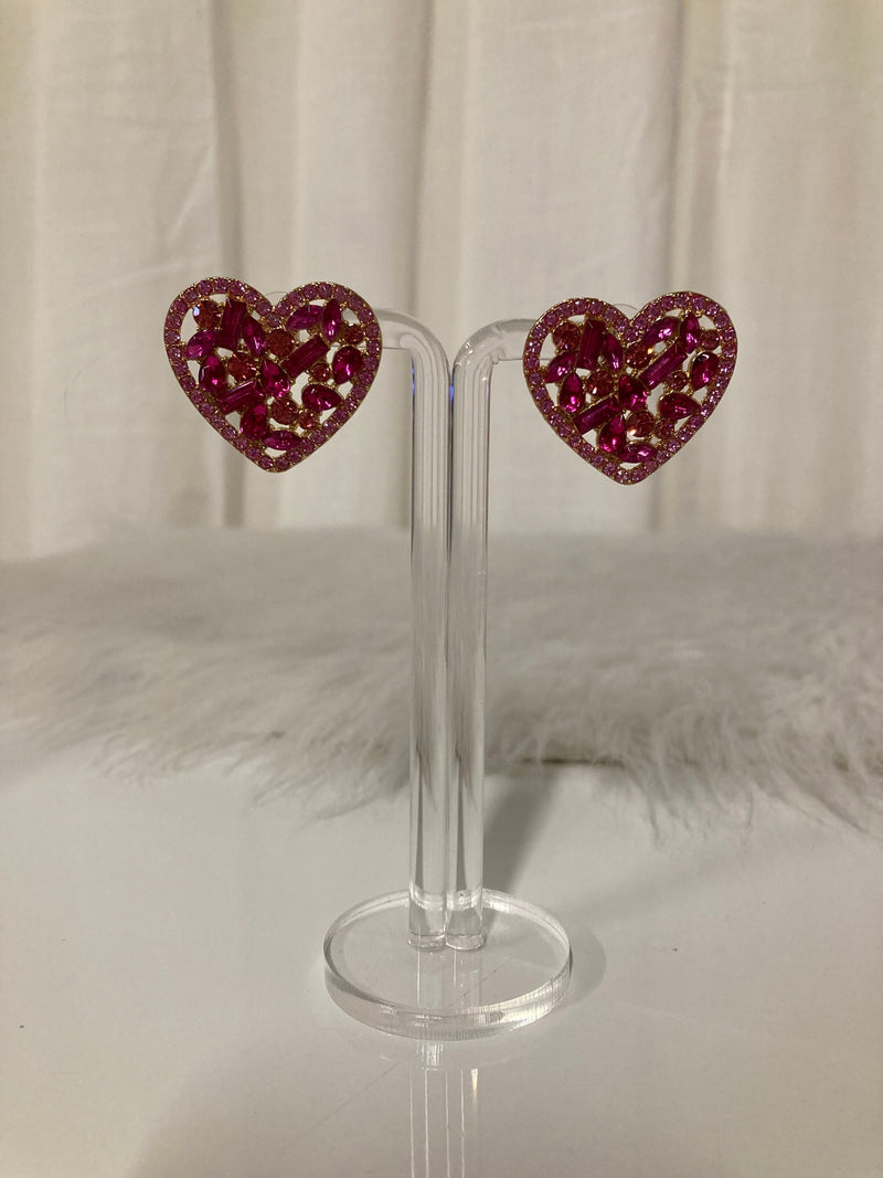 Ruby Heart Luxe Oorstuds – Kristallen Hart Oorbellen