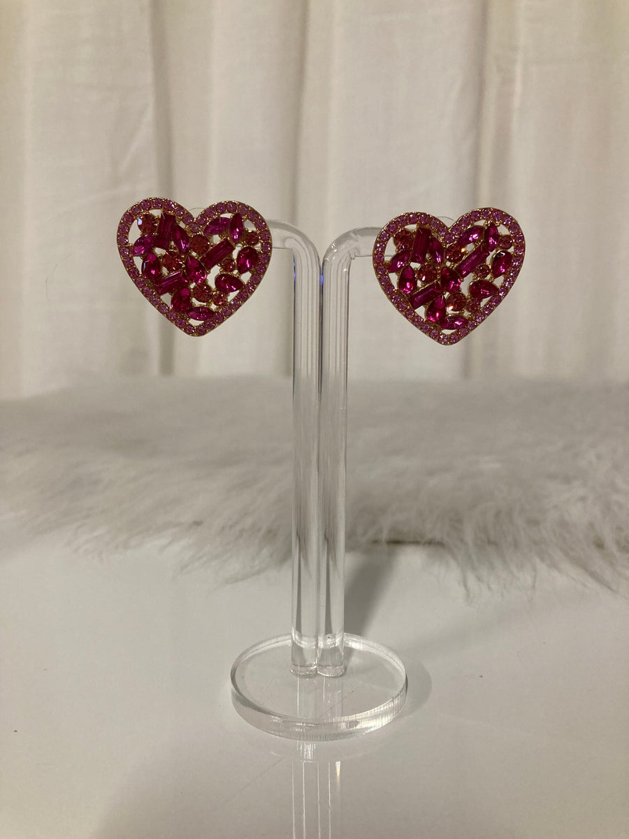 Ruby Heart Luxe Oorstuds – Kristallen Hart Oorbellen